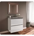 Robern 24219100B00002 Curated Cartesian 24" Double Drawer Vanity - White Glass, Stone Gray Top