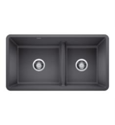 Blanco 442521 Precis 33" Reversible 1-3/4 Double Bowl Undermount Silgranit Kitchen Sink with Low Divide in Cinder