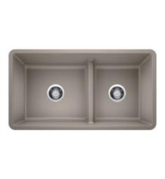 Blanco 442522 Precis 33" Reversible 1-3/4 Double Bowl Undermount Silgranit Kitchen Sink with Low Divide in Truffle