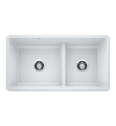 Blanco 442524 Precis 33" Reversible 1-3/4 Double Bowl Undermount Silgranit Kitchen Sink with Low Divide in White
