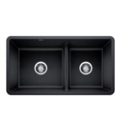 Blanco 442525 Precis 33" Reversible 1-3/4 Double Bowl Undermount Silgranit Kitchen Sink with Low Divide in Anthracite