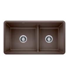 Blanco 442528 Precis 33" Reversible 1-3/4 Double Bowl Undermount Silgranit Kitchen Sink with Low Divide in Cafe Brown