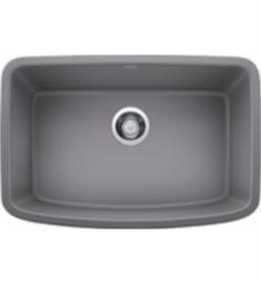 Blanco 442554 Valea 27" Single Bowl Undermount Silgranit Kitchen Sink in Metallic Grey