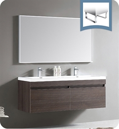 Fresca FVN8040GO Largo 57" Gray Oak Modern Bathroom Vanity with Wavy Double Sinks