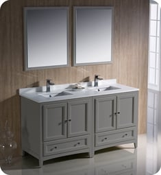 Fresca FVN20-3030GR Oxford 60" Gray Traditional Double Sink Bathroom Vanity