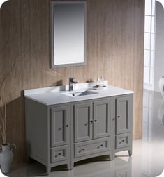 Fresca FVN20-122412GR Oxford 48" Gray Traditional Bathroom Vanity with 2 Side Cabinets