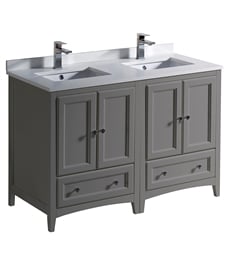 Fresca FCB20-2424GR-U Oxford 48" Gray Traditional Double Sink Bathroom Cabinets with Top & Sinks