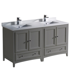 Fresca FCB20-3030GR-U Oxford 60" Gray Traditional Double Sink Bathroom Cabinets with Top & Sinks