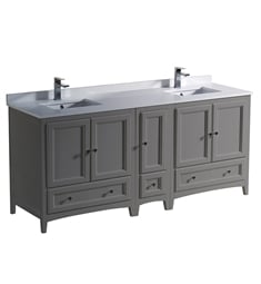 Fresca FCB20-301230GR-U Oxford 72" Gray Traditional Double Sink Bathroom Cabinets with Top & Sinks