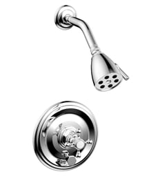 Phylrich 4-151 Hex Traditional Cross Handle Pressure Balance Shower and Diverter Set