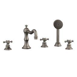 Phylrich 161-48 Henri 8 5/8" Three Cross Handle Widespread/Deck Mounted Roman Tub Faucet with Handshower
