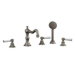 Phylrich 161-50 Henri 8 5/8" Three Marble Lever Handle Widespread/Deck Mounted Roman Tub Faucet with Handshower