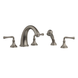 Phylrich 207-48 Beaded 9" Three Lever Handle Widespread/Deck Mounted Roman Tub Faucet with Handshower