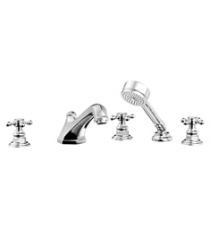Phylrich 500-48 Hex Traditional 9 3/8" Three Cross Handle Widespread/Deck Mounted Roman Tub Faucet with Handshower