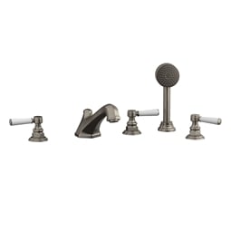 Phylrich 500-50 Hex Traditional 9 1/2" Three Marble Handle Widespread/Deck Mounted Roman Tub Faucet with Handshower