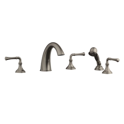 Phylrich D220E1 3Ring 11 3/8" Three Lever Handle Widespread/Deck Mounted Roman Tub Faucet with Handshower