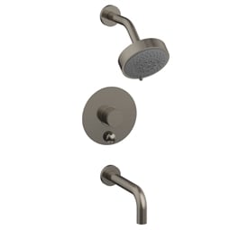 Phylrich 230-26 Basic II Knurled Handle Pressure Balance Tub and Shower Set with Round Trim