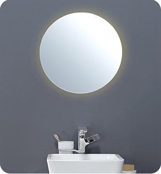 Ronbow E035112-E56 Noce 19 5/8" Solid Wood Framed Round LED Bathroom Mirror in American Walnut
