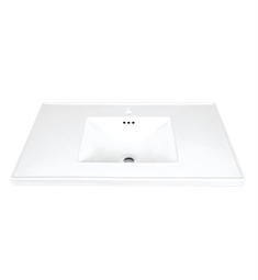 Ronbow 212837-WH Atrium 36 5/8" Single Bowl Rectangular Drop-In Bathroom Sink with Overflow in White